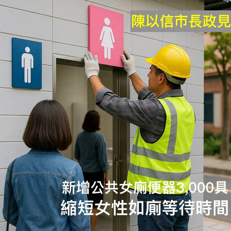 台南女男公廁比六都墊底 陳以信拚如廁平權、提增女廁便器3千具