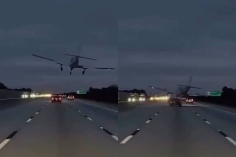 驚險畫面曝!美飛機迫降撞爛轎車 57歲女駕駛奇蹟輕傷