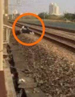 男子抱著女友翻滚下坡边，才未发生不幸。（记者刘庆侯翻摄自网路脸书）