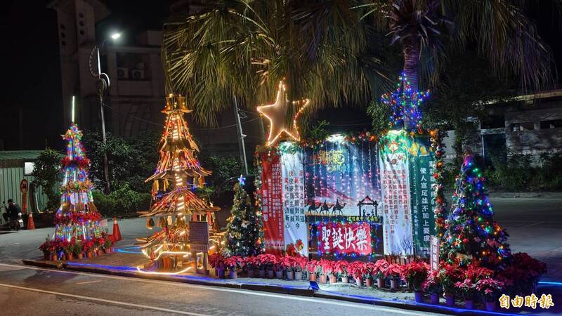 照亮前方希望！光復災後鏟子超人「遺鏟」成另類耶誕樹