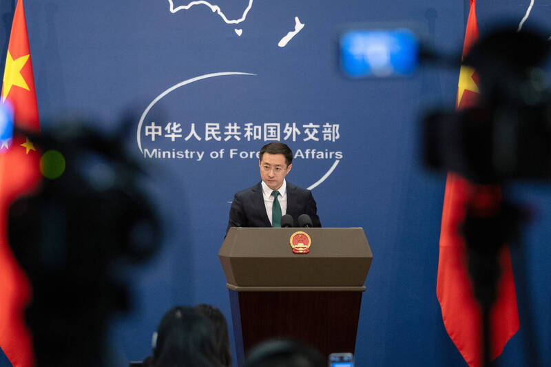 中國外交部發言人林劍。（歐新社）