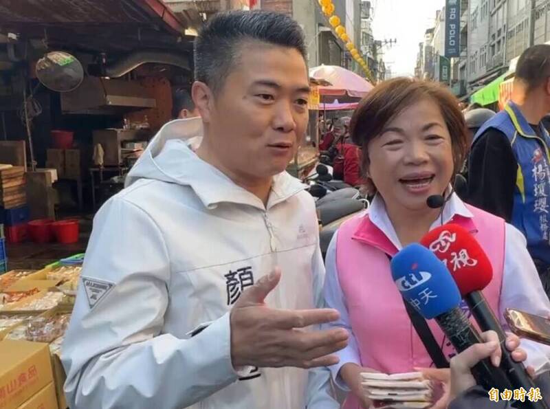 楊瓊瓔拚台中市長初選出線 合體顏寬恒沙鹿市場掃街