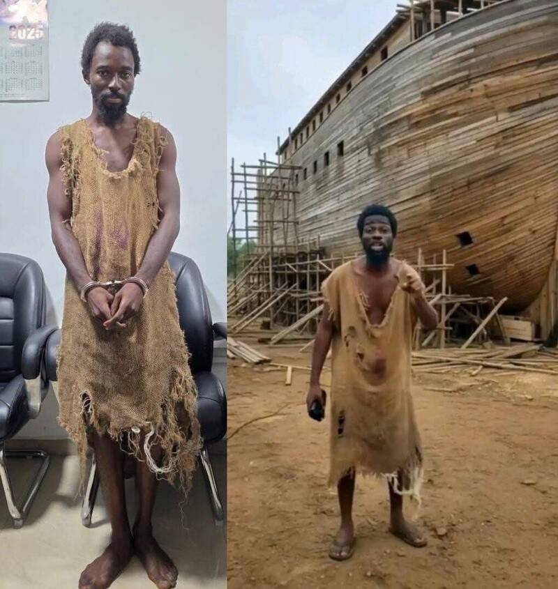 迦納有一名自稱「先知」的男子諾亞（Ebo Noah）預言去年耶誕節當天末日將至，結果未成真，被警方逮捕。（圖片擷取自X/@mymixtapez）