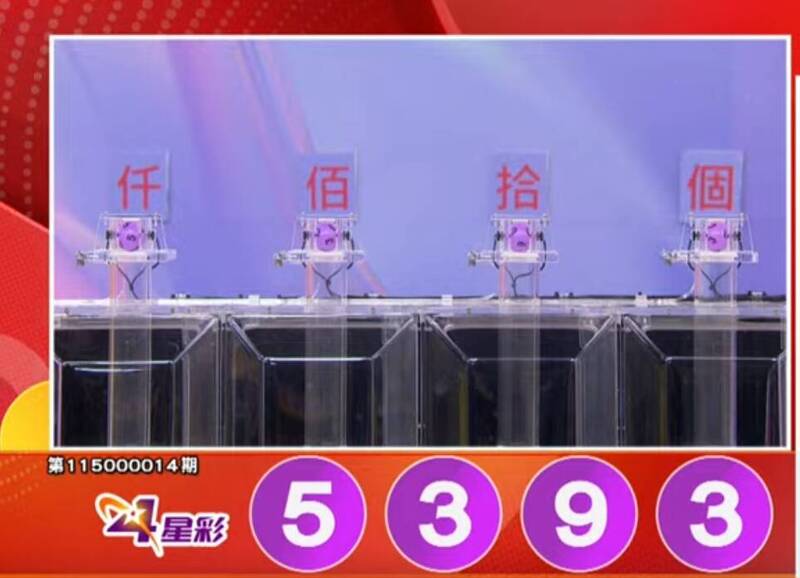 4星彩开奖号码。（撷取自三立iNEWS《全民i彩券》）