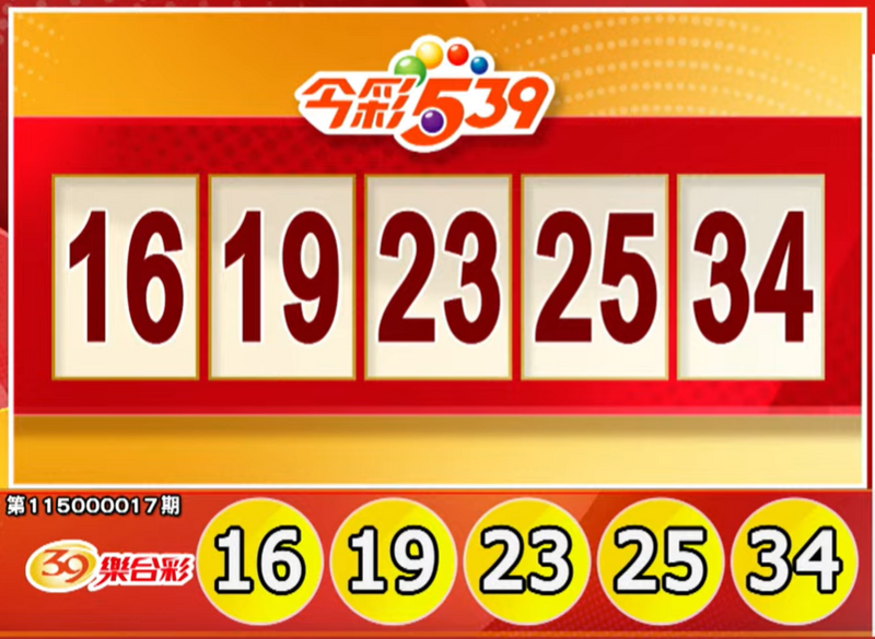 今彩539、39乐合彩开奖号码。（撷取自三立iNEWS《全民i彩券》）