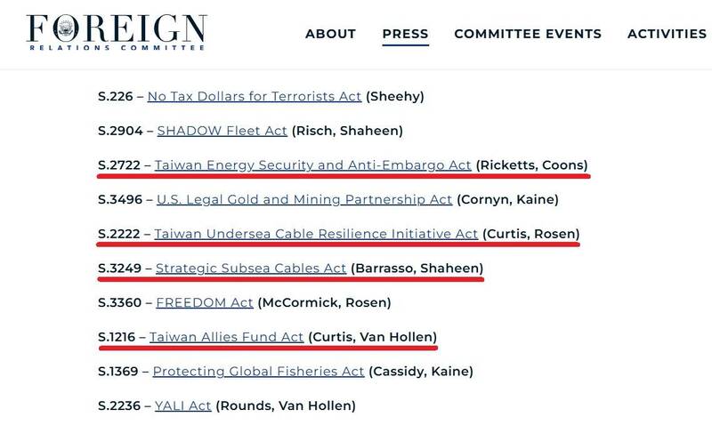 美參院外委會通過4法案 4月川習會前凸顯美台夥伴關係
