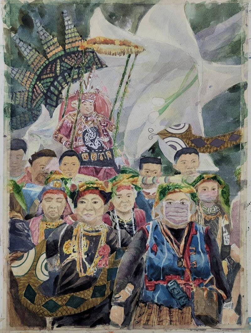 全國220件脫穎而出 官田國中楊喬琳畫《排灣族婚禮》奪特優