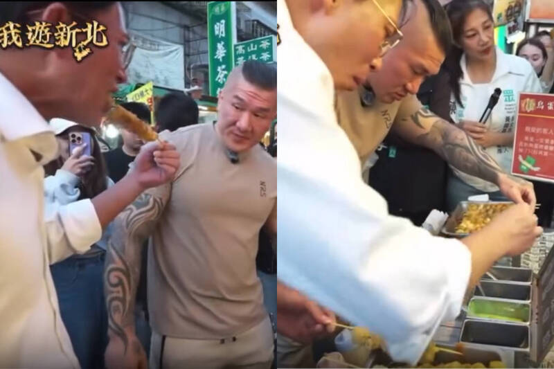噁!黃國昌逛夜市吃鳥蛋 「咬過再回沾公用醬料」被批沒衛生