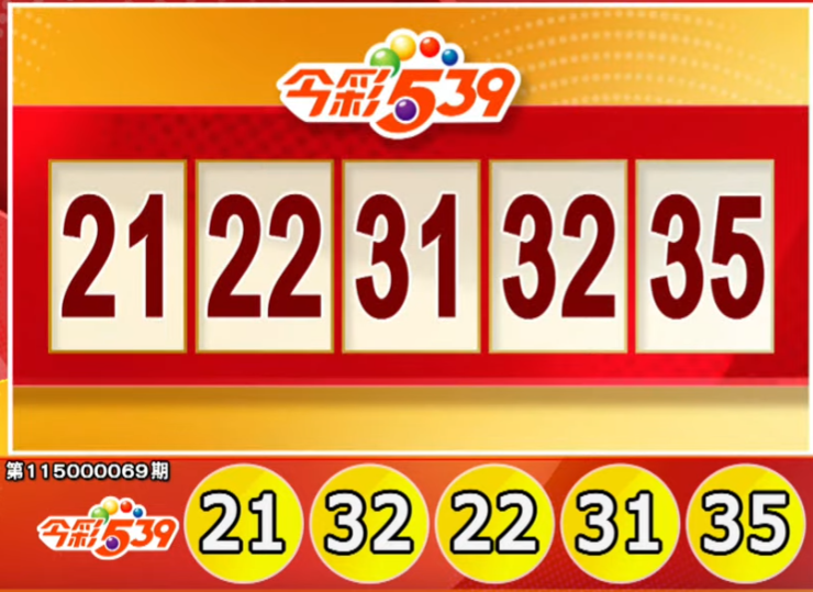 今彩539、39樂合彩開獎號碼。（擷取自三立iNEWS《全民i彩券》）