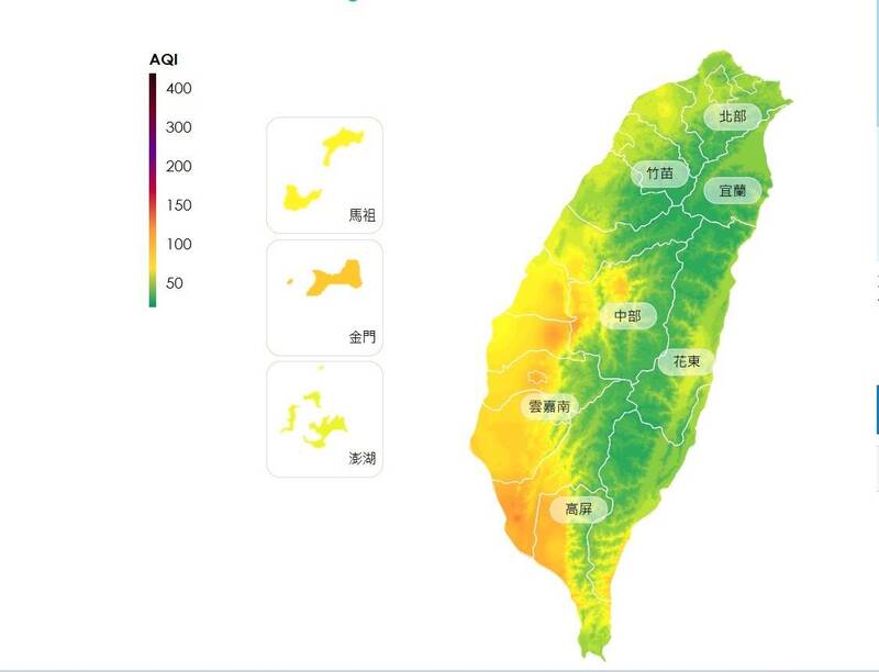 中南部空品午後亮橘燈 環境部提醒敏感族群外出戴口罩