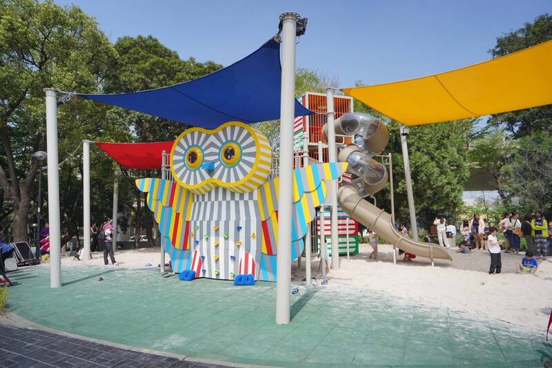 兒童節大禮!台中翁明公園翻新 貓頭鷹攀岩溜滑梯人氣高