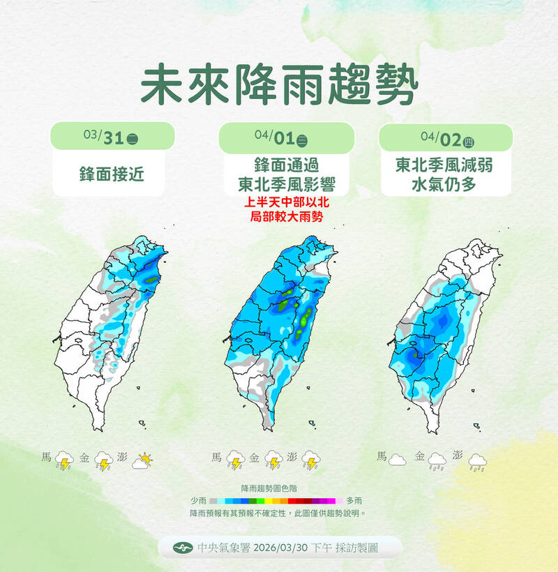 週二起由北而南迎雨神 下週六防紅爆雨彈