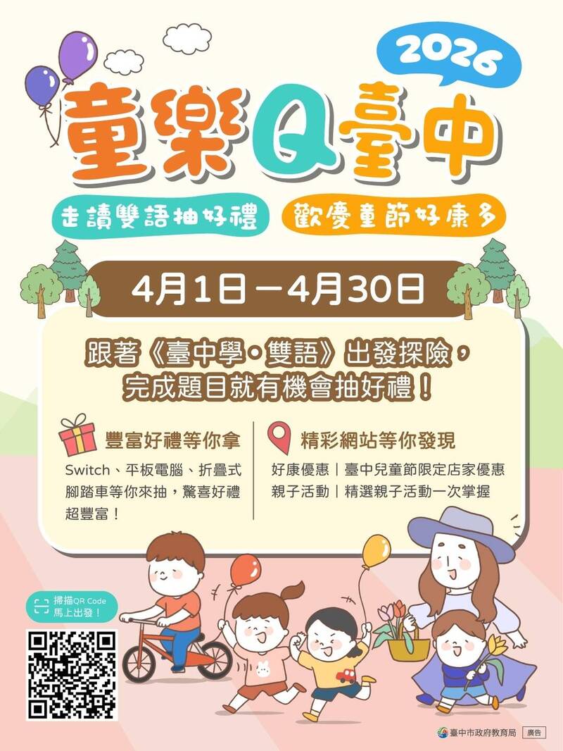 家長快收藏!4月「童樂Q台中」走讀活動 大獎iPad等你拿