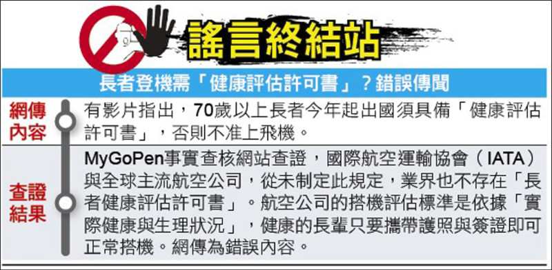 謠言終結站》長者登機需「健康評估許可書」?錯誤傳聞