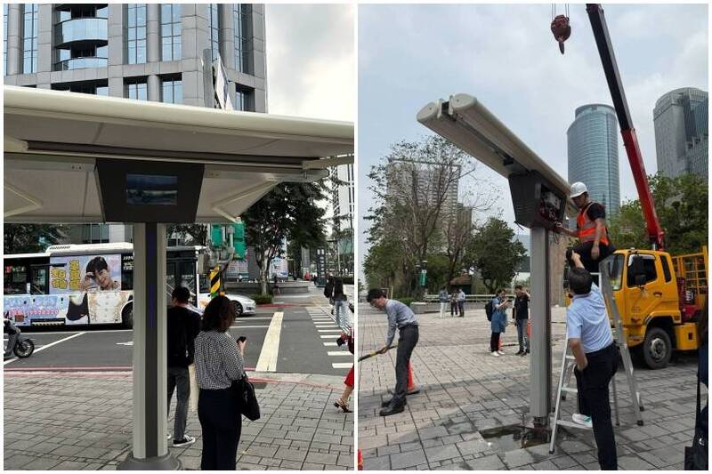 板橋試辦自動化人行道遮陽傘 隨日照自動開闔抗高溫
