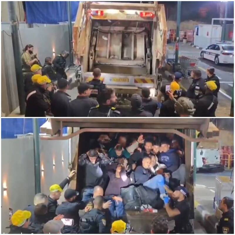 驚人畫面曝光!以色列軍警攔下垃圾車 打開壓縮艙竟塞滿人……