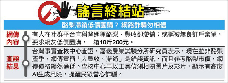 謠言終結站》酪梨滯銷低價團購? 網路詐騙勿相信