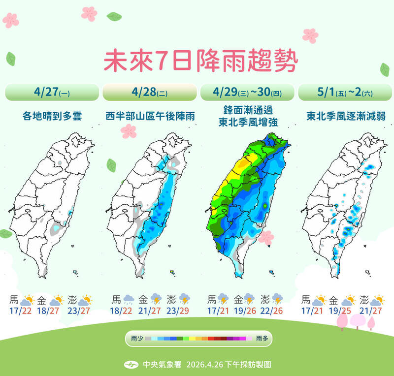 把握好天氣！週三午後變天 降雨熱區一圖看懂