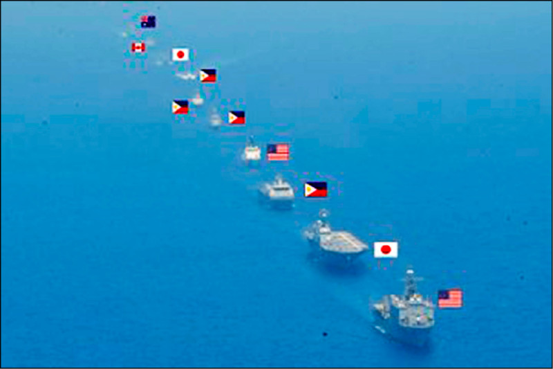 肩並肩軍演 多國軍艦排開 氣勢壯觀