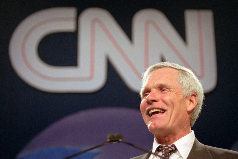 CNN創辦人泰德透納6日辭世。圖攝於1995年5月4日。（美聯社檔案照）