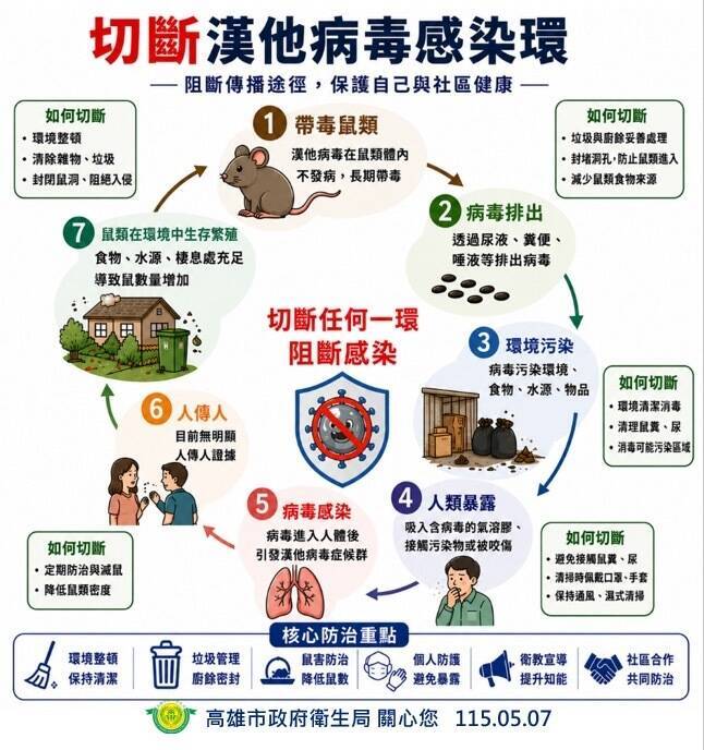 北部2例確診》高雄召開專家會議 漢他病毒傳染途徑1圖看懂