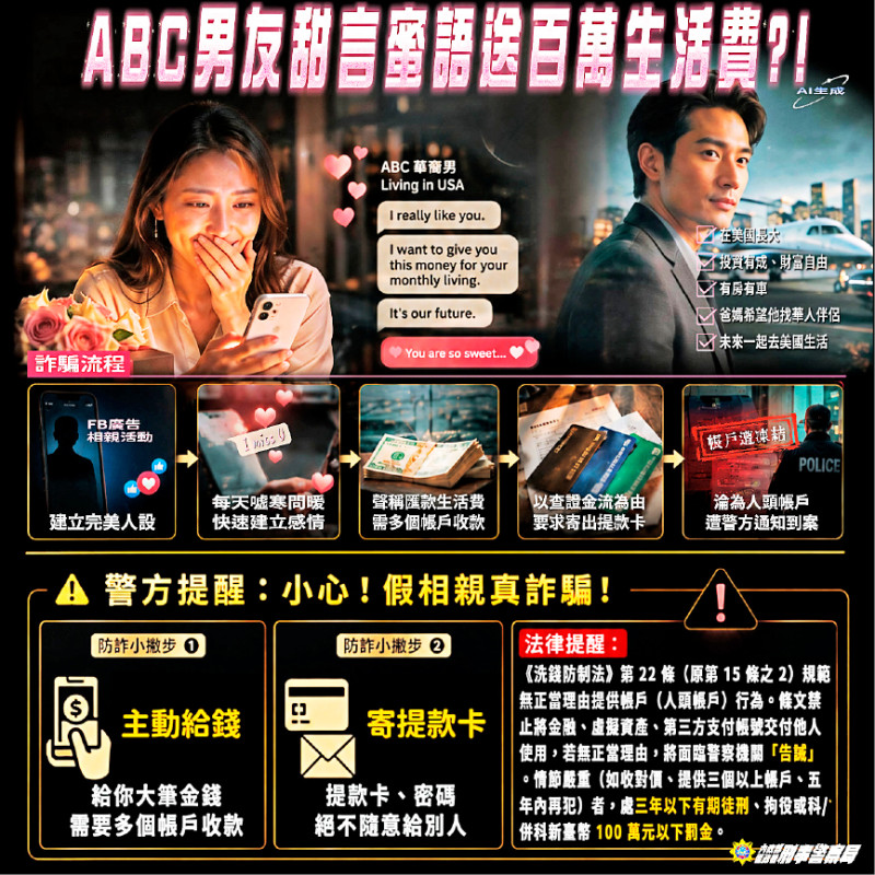 約會許未來!ABC男友豪贈百萬 醫材女業務淪洗錢人頭
