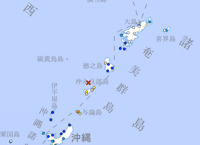 日本沖繩海域規模5.9地震 最大震度5級