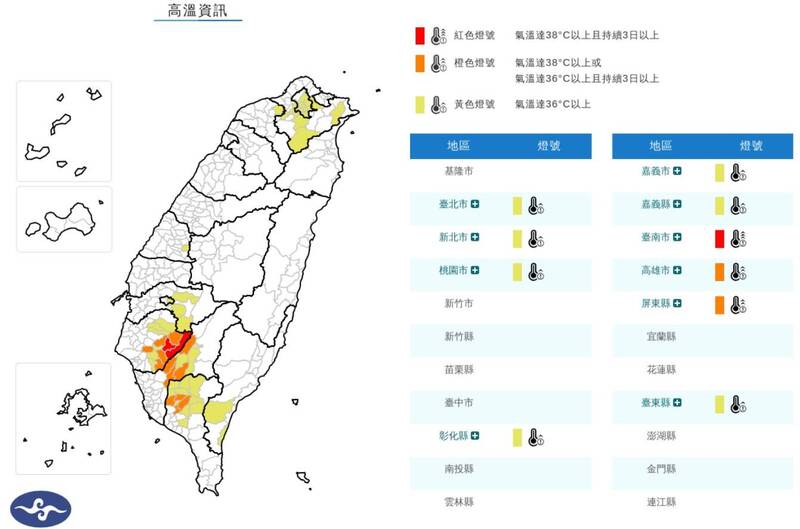 熱!10縣市高溫特報 台南亮紅燈、台東恐有焚風