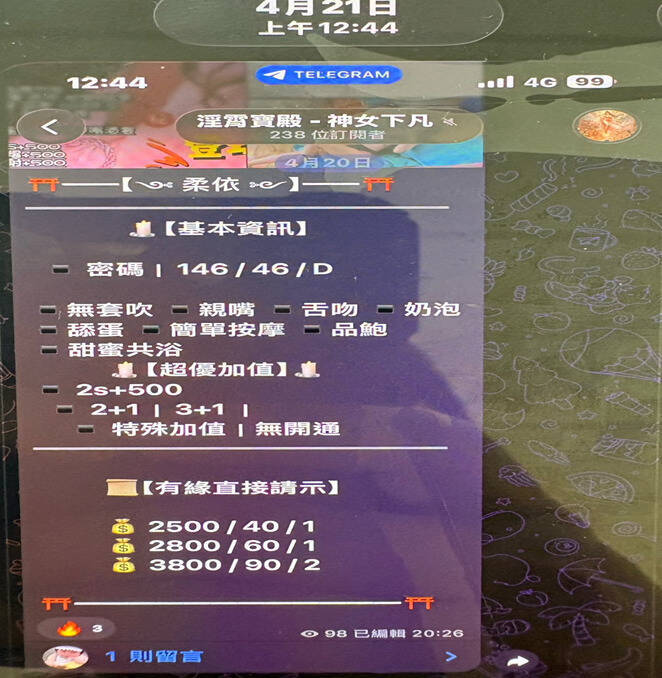 專業寫手細寫賣淫女資料與服務內容吸客。（記者徐聖倫翻攝）