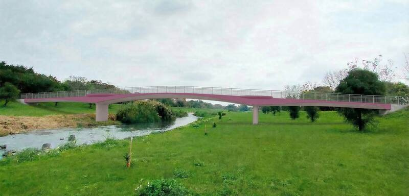 宜蘭安農溪新地標 浪漫紫「柯林景觀橋」再半年完工