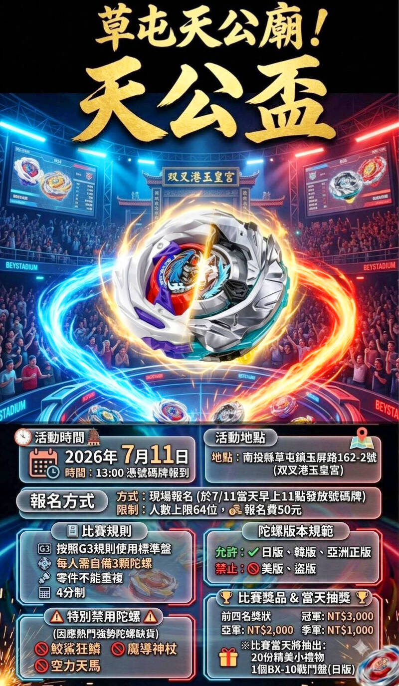 旋風颳進南投! 草屯鎮天公廟將辦戰鬥陀螺賽 前3名獎金曝光