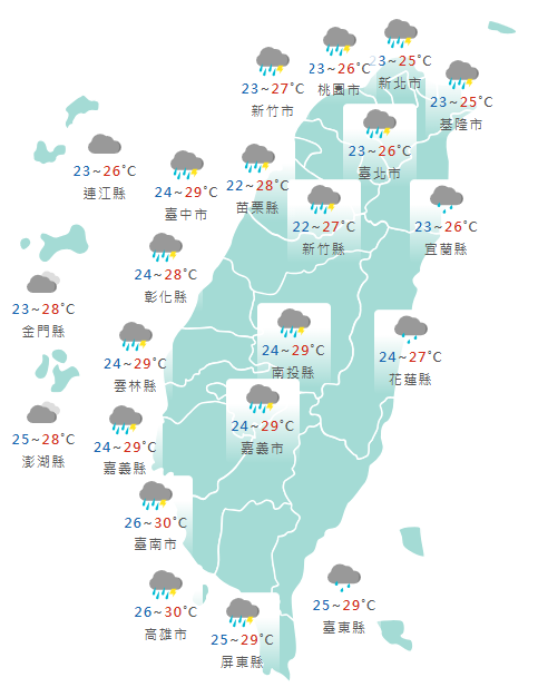 雨彈恐再炸7天!鋒面+西南風接力 今起全台慎防雷雨