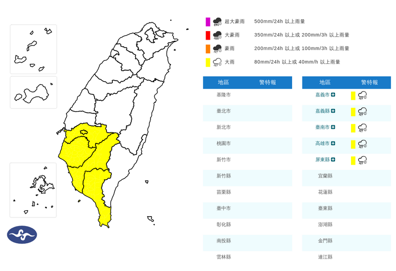 雨彈還在炸!嘉義以南5縣市慎防大雨
