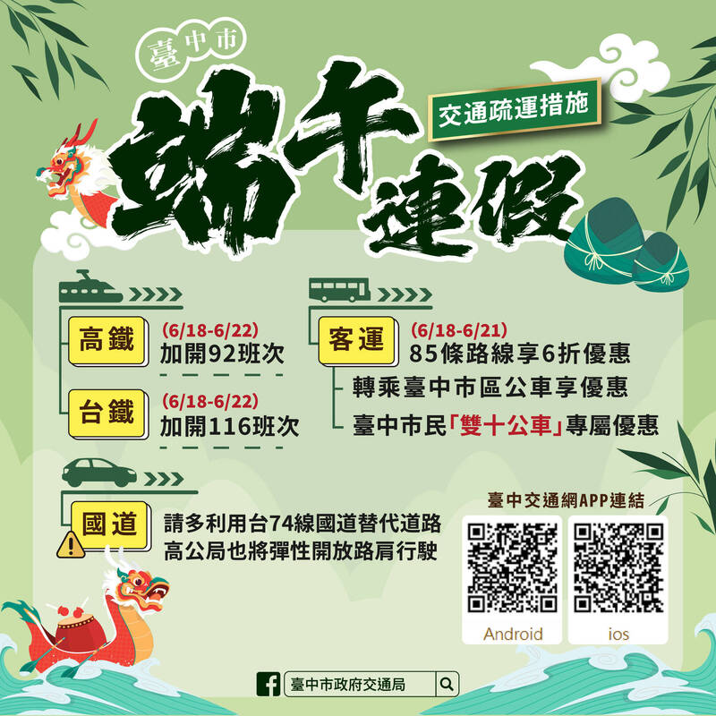 端午節連假3天中市提交通疏運攻略請民眾上國道改走台74快接國4