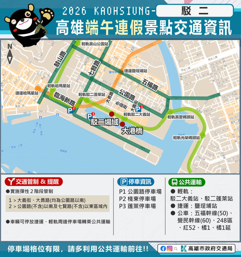 端午3天連假 高雄熱門景點交管措施一次看
