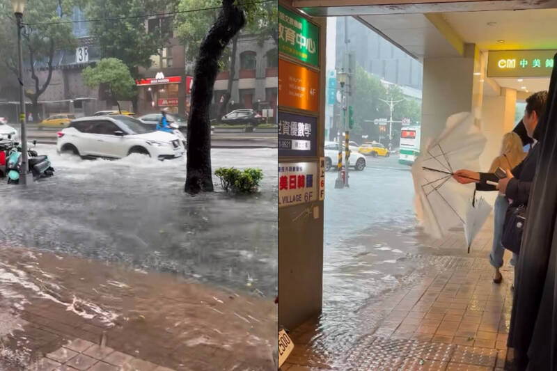 暴雨炸雙北! 捷運中山站淹到騎樓 網:蔣萬安的火鍋