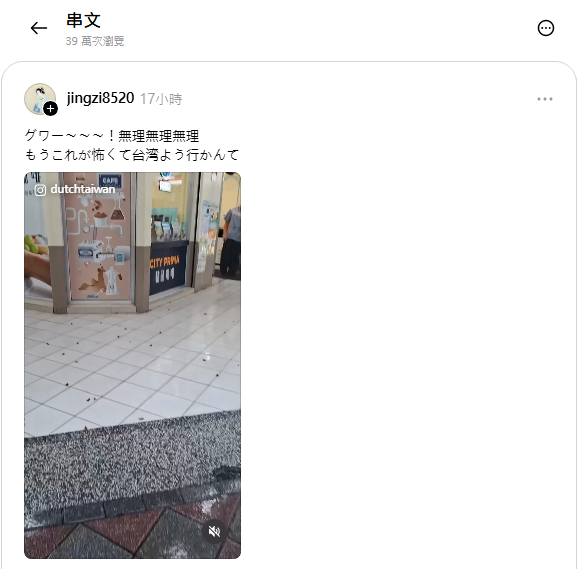 北市積淹水沖出一堆小強 影片網瘋傳日本人崩潰喊「不敢來台」