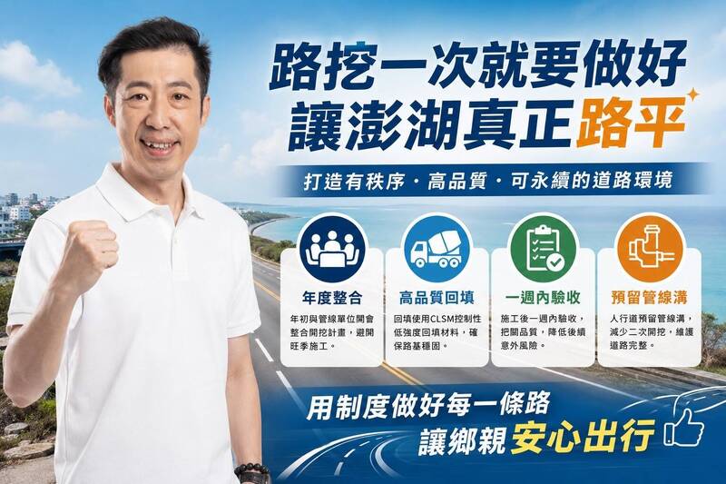 無黨籍澎湖縣長參選人許智富 提出路平專案政見