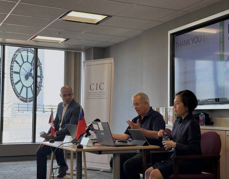劉立欣說，台灣民主所以成功，主要是因為蔣經國總統落實「催台青」。（駐溫哥華台北經濟文化辦事處提供）