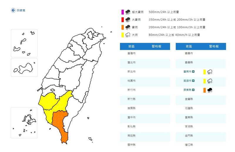 雨彈炸南部!台南高雄屏東慎防大雨、豪雨