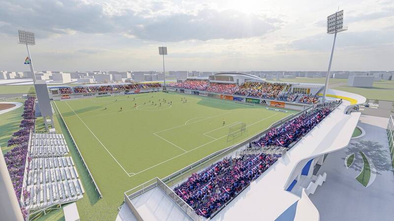 台中市國際足球運動休閒園區明年四月就可啟用。（意象圖，市府提供）