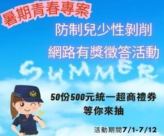 網路陷阱暑假升溫!私密影像外流、裸聊詐騙兒少 台中警有獎徵答宣導