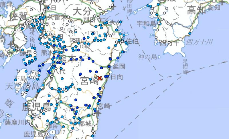 日本宮崎縣規模5.1地震 最大震度4級