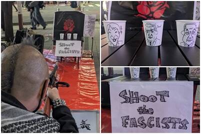 日女擺攤射擊遊戲 高市早苗、川普肖像當靶子