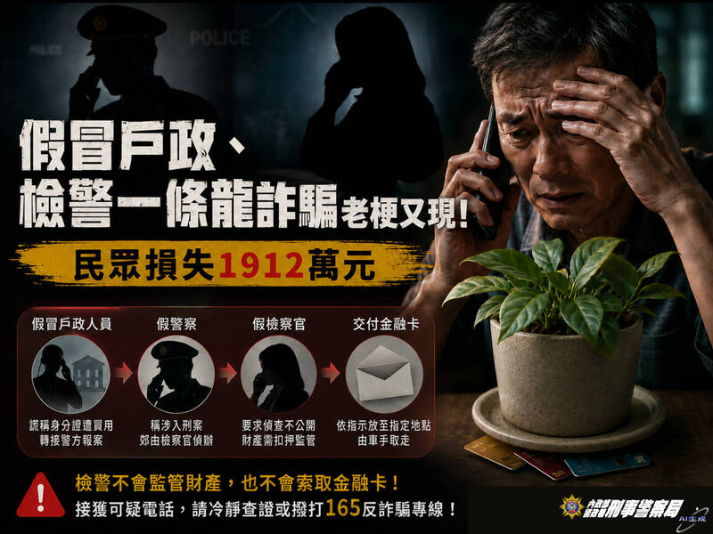 「偵查不公開」畢生積蓄藏花盆下!男子遇假檢警遭詐1912萬元
