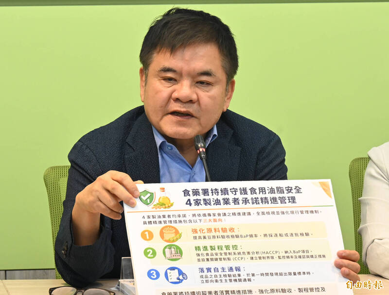 毒油風波 民進黨團支持修「食安法」強化自主管理、延長追溯時效
