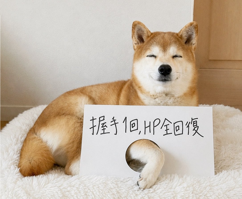 辛苦啦!日本柴柴燦笑給「握手回復HP」 秒萌翻百萬社畜