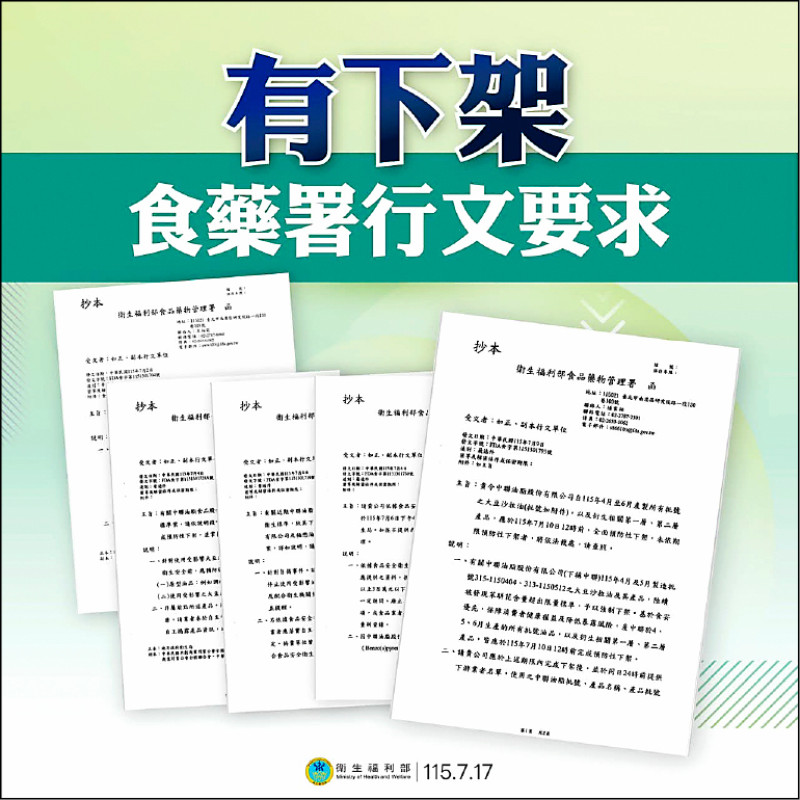 致癌油風暴》衛福部秀公文 批盧秀燕公然造謠