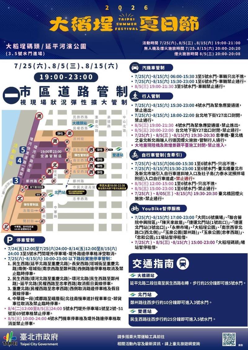 「2026大稻埕夏日節」7/25登場!煙火交管與改道路線看這裡