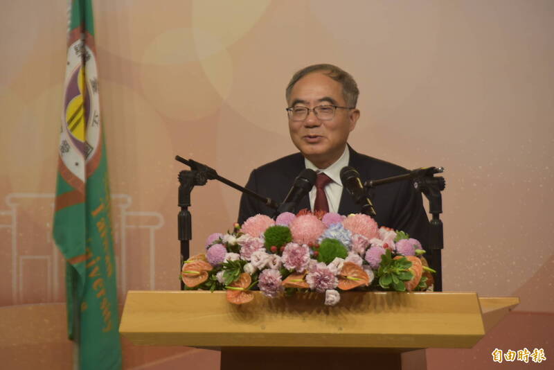台大校長陳文章參與台灣實中籌設處揭牌典禮。（記者吳柏軒攝）